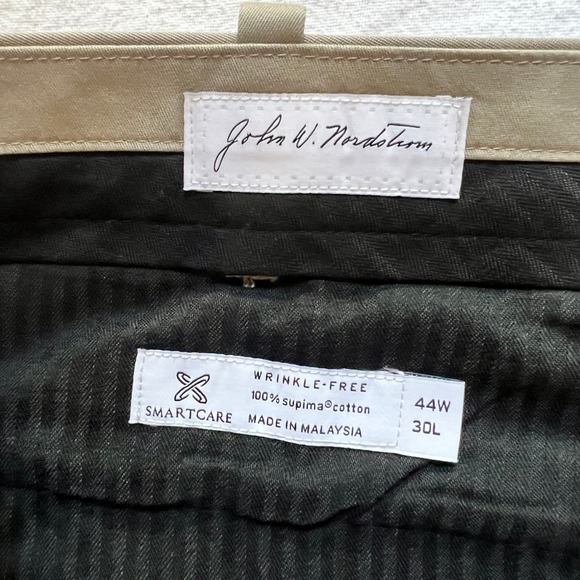 John W Nordstrom Dress Pant Men 44W 30L Beige Smartcare Wrinkle Free 100% Supima - Picture 3 of 11